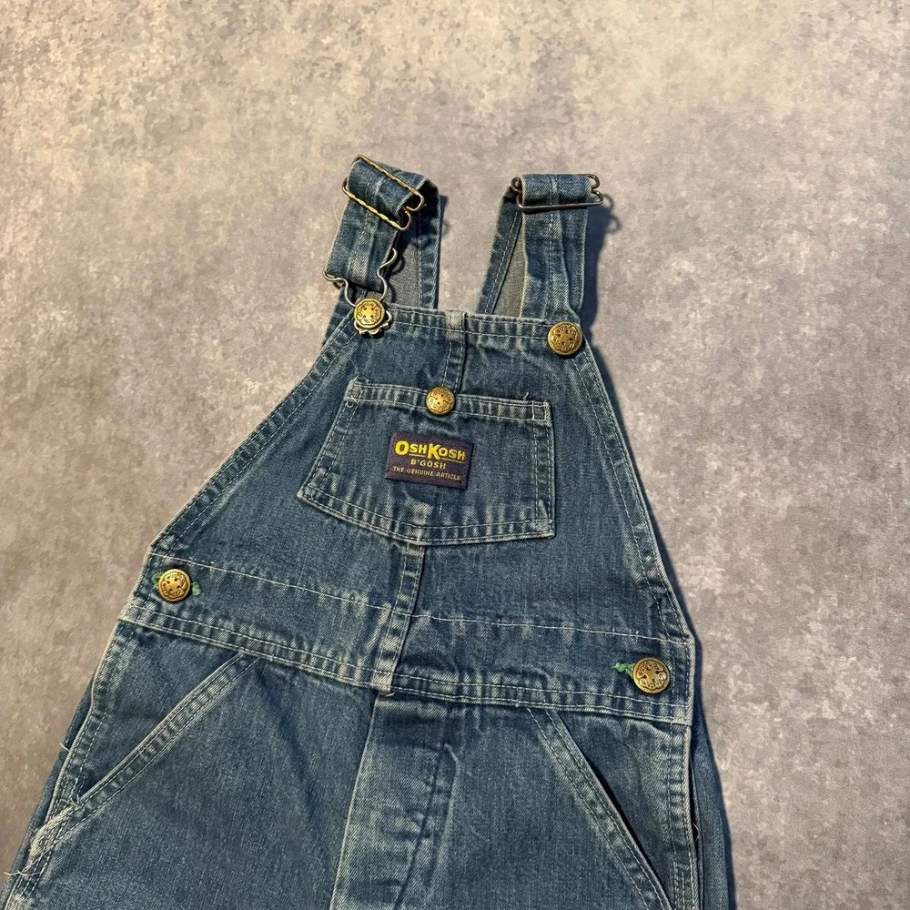 Vintage OshKosh B'gosh Kids Blue Denim Overalls Made in USA Cotton Dungarees 4T